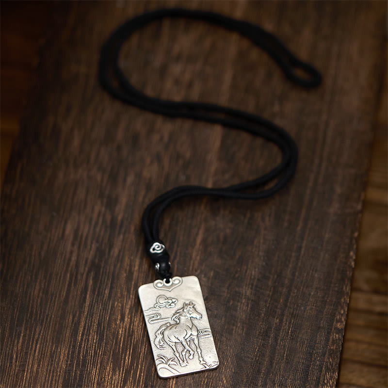Buddha Stones Year of the Horse Chinese Zodiac Natal Buddha Copper Plated Silver Balance Necklace Pendant - image 11