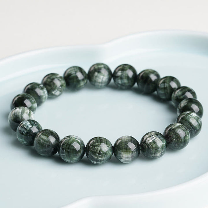 Buddha Stones Natural Seraphinite Round Emotional Balance Beaded Bracelet - image 4