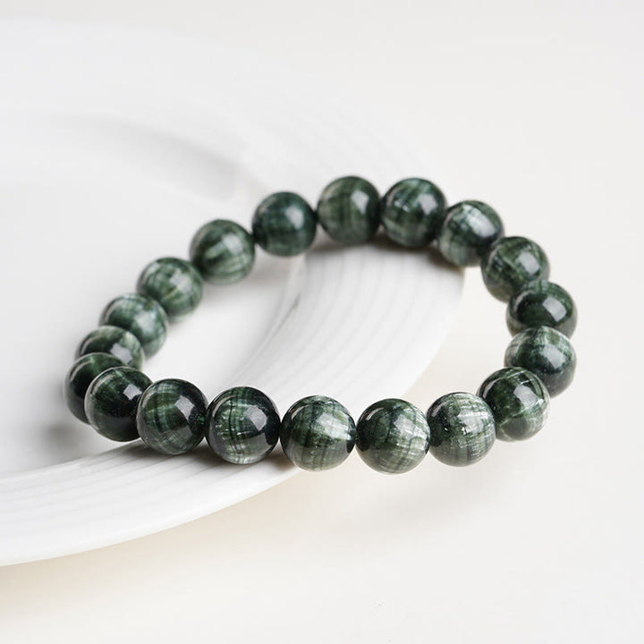 Buddha Stones Natural Seraphinite Round Emotional Balance Beaded Bracelet - image 2