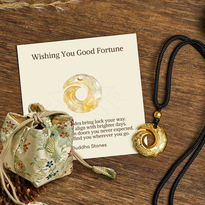 Buddha Stones "Wishing You Good Fortune" 24k Gold Plated Brass Peace Buckle Black Rope Necklace Includes Gift Message Card - Peace Buckle - Deluxe Gift Bag (+$9.59) - image 9