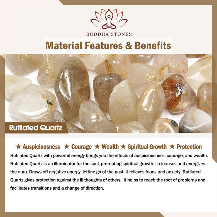 Buddha Stones Four Leaf Clover Amethyst Citrine Green Strawberry Quartz Rutilated Quartz Balance Bracelet - image 23
