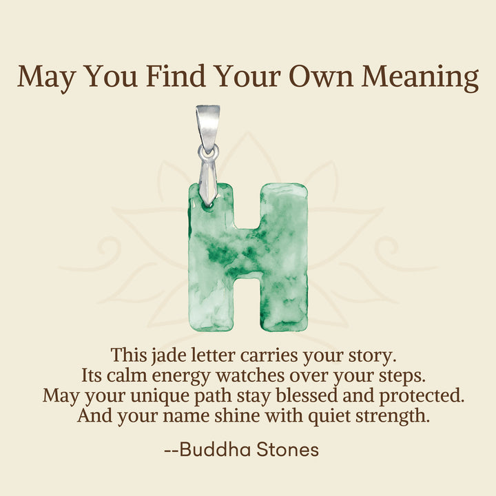 Buddha Stones "May You Find Your Own Meaning" Natural A-Z Letter Jade 925 Sterling Silver Chain Necklace Includes Gift Message Card - image 50