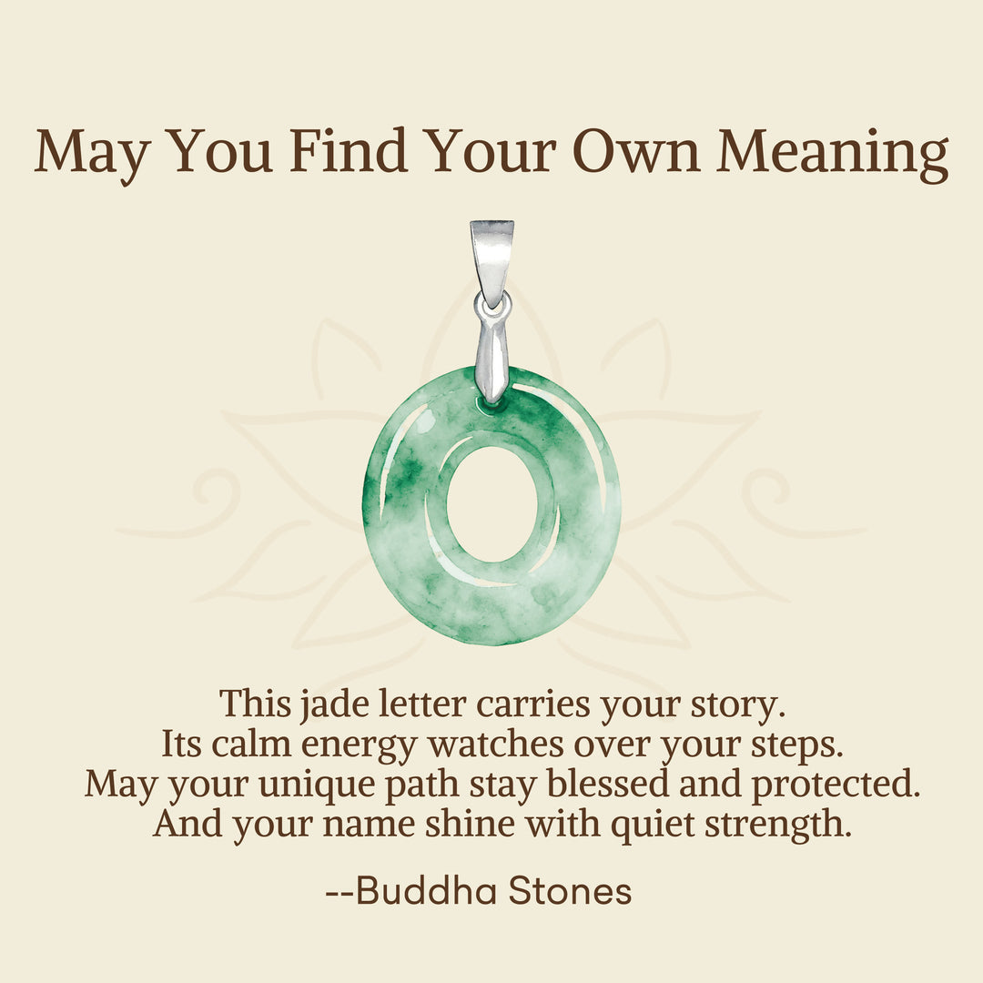 Buddha Stones "May You Find Your Own Meaning" Natural A-Z Letter Jade 925 Sterling Silver Chain Necklace Includes Gift Message Card - image 78