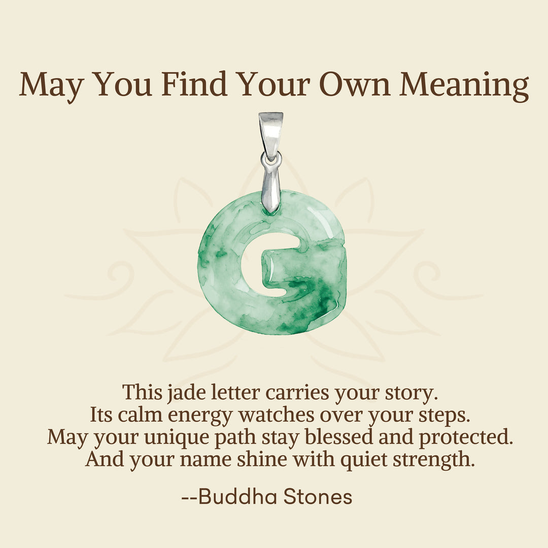 Buddha Stones "May You Find Your Own Meaning" Natural A-Z Letter Jade Titanium Steel Chain Necklace Includes Gift Message Card - image 37