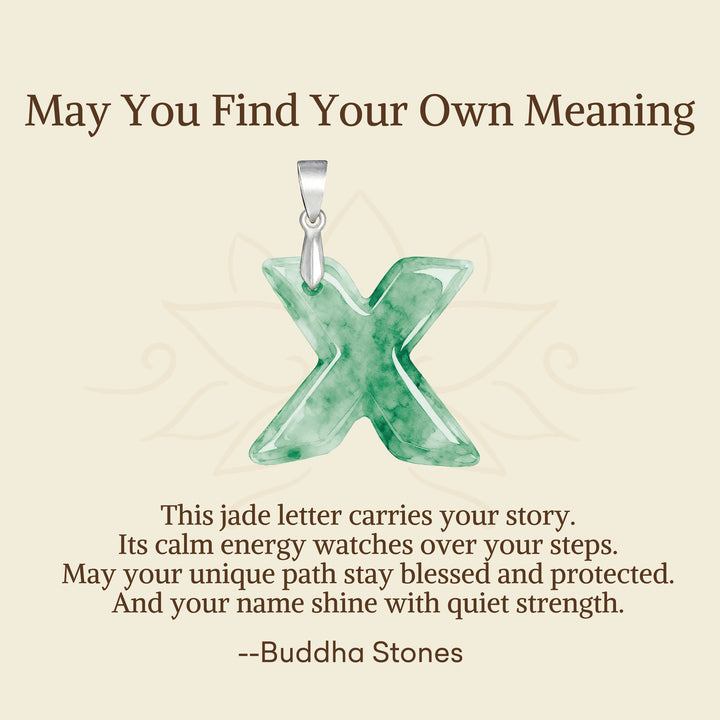 Buddha Stones "May You Find Your Own Meaning" Natural A-Z Letter Jade 925 Sterling Silver Chain Necklace Includes Gift Message Card - image 114
