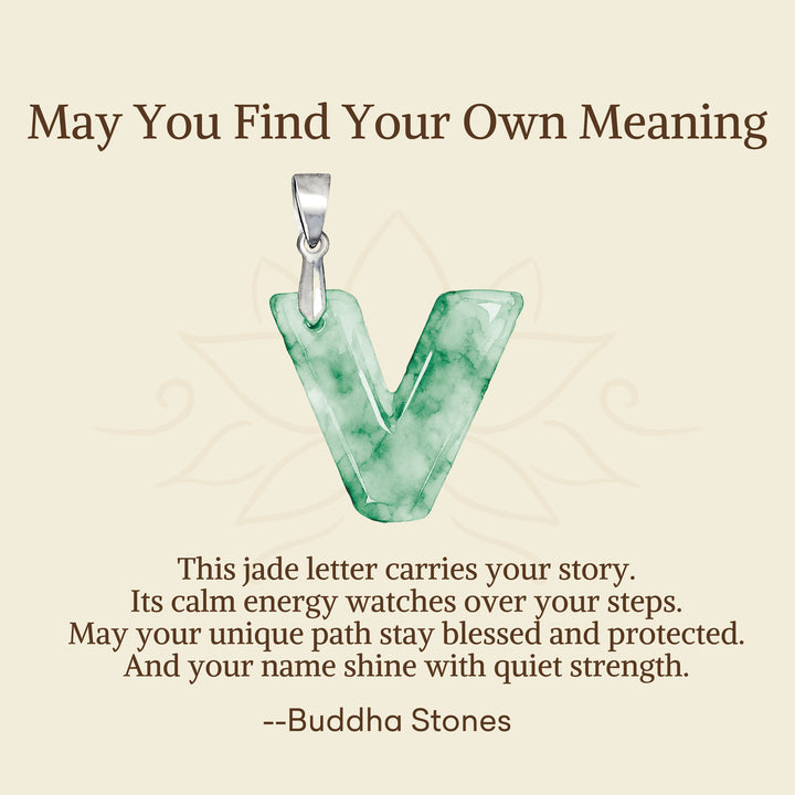 Buddha Stones "May You Find Your Own Meaning" Natural A-Z Letter Jade 925 Sterling Silver Chain Necklace Includes Gift Message Card - image 106