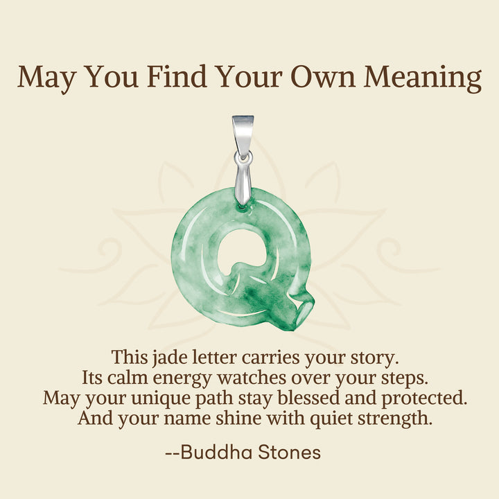 Buddha Stones "May You Find Your Own Meaning" Natural A-Z Letter Jade 925 Sterling Silver Chain Necklace Includes Gift Message Card - image 86