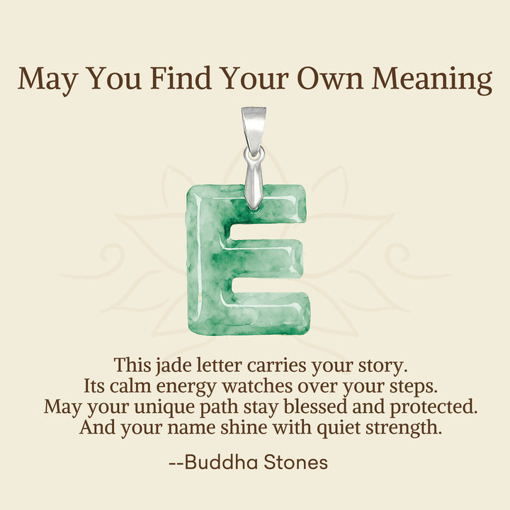 Buddha Stones "May You Find Your Own Meaning" Natural A-Z Letter Jade 925 Sterling Silver Chain Necklace Includes Gift Message Card - image 38
