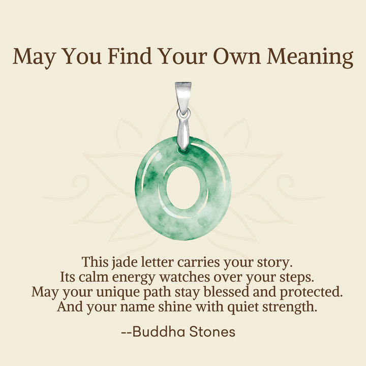 Buddha Stones "May You Find Your Own Meaning" Natural A-Z Letter Jade Titanium Steel Chain Necklace Includes Gift Message Card - image 69