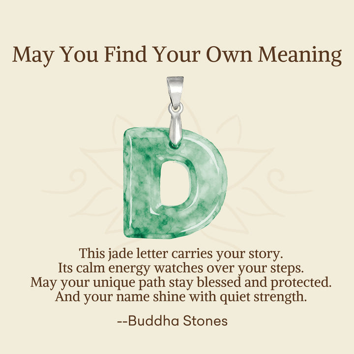 Buddha Stones "May You Find Your Own Meaning" Natural A-Z Letter Jade Titanium Steel Chain Necklace Includes Gift Message Card - image 24