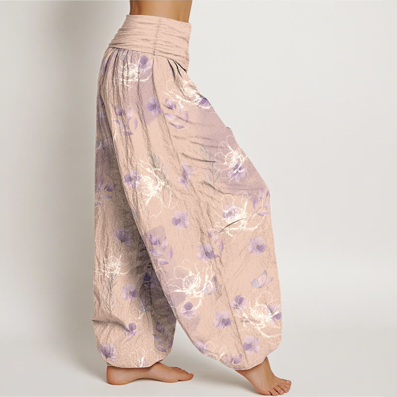 Buddha Stones Cotton Exquisite Retro Flower Pattern Women's Elastic Waist Harem Pants - image 10