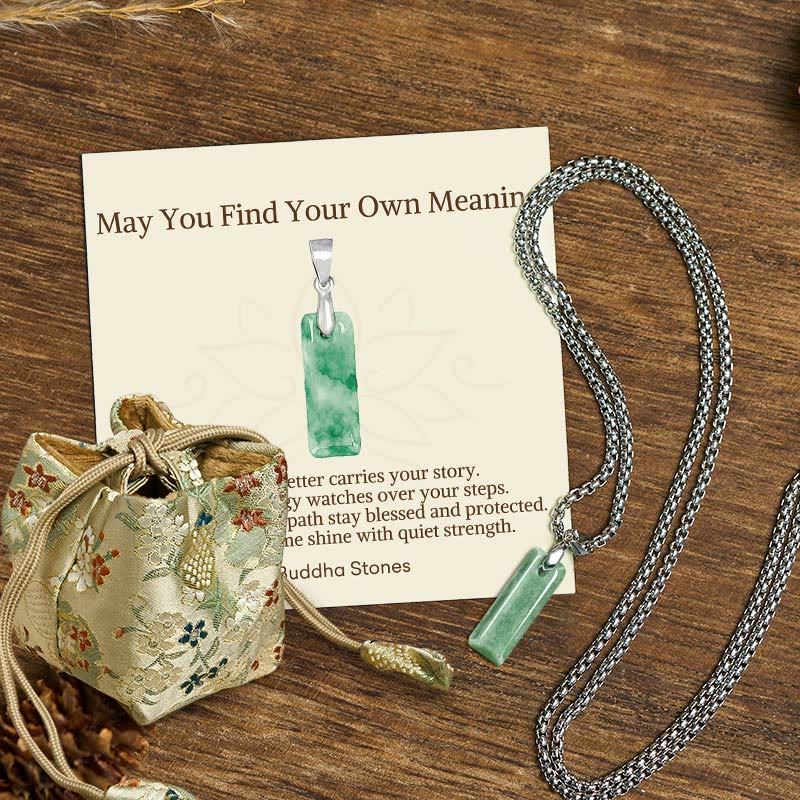 Buddha Stones "May You Find Your Own Meaning" Natural A-Z Letter Jade Titanium Steel Chain Necklace Includes Gift Message Card - I - Titanium Steel Chain(One Pendant) - Deluxe Gift Bag (+$9.59) - image 46