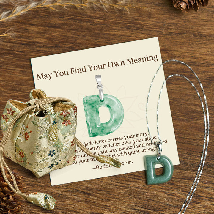 Buddha Stones "May You Find Your Own Meaning" Natural A-Z Letter Jade 925 Sterling Silver Chain Necklace Includes Gift Message Card - D - Titanium Steel Chain&Silver Chain(One Pendant) - Deluxe Gift Bag (+$9.59) - image 34