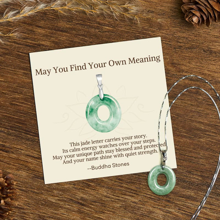 Buddha Stones "May You Find Your Own Meaning" Natural A-Z Letter Jade 925 Sterling Silver Chain Necklace Includes Gift Message Card - O - Titanium Steel Chain&Silver Chain(One Pendant) - Standard Gift Box - image 76