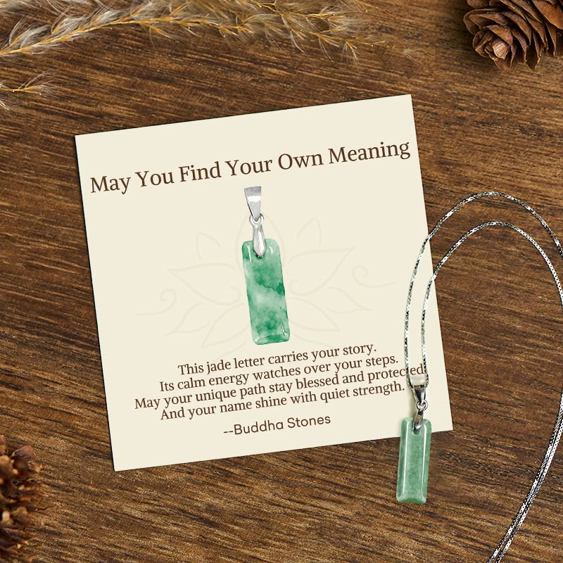 Buddha Stones "May You Find Your Own Meaning" Natural A-Z Letter Jade 925 Sterling Silver Chain Necklace Includes Gift Message Card - I - Titanium Steel Chain&Silver Chain(One Pendant) - Standard Gift Box - image 52