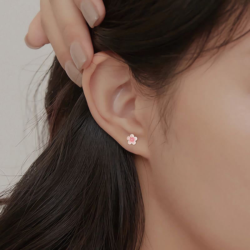 Buddha Stones 999 Sterling Silver Peach Blossom Blessing Earrings - image 3