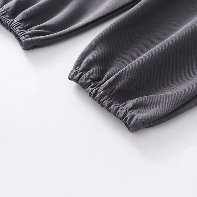 Buddha Stones Fall Winter Solid Drawstring Regular Fleece-Lined Elastic Waist Men's Cotton Harem Pants With Pockets - image 6