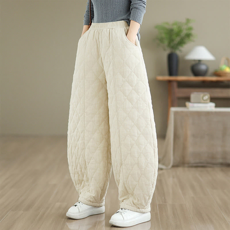 Buddha Stones Winter Diamond Pattern Cotton Women's Pants With Pockets - image 11