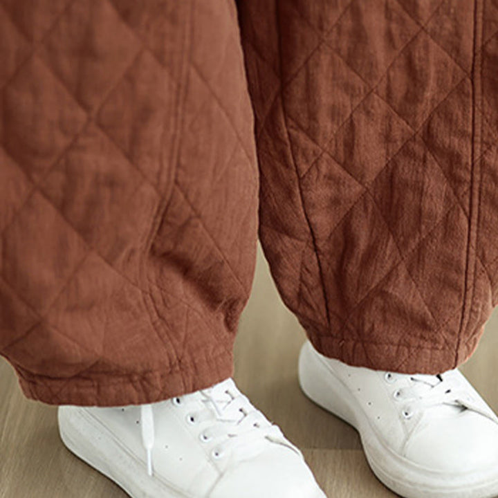 Buddha Stones Winter Diamond Pattern Cotton Women's Pants With Pockets - image 7