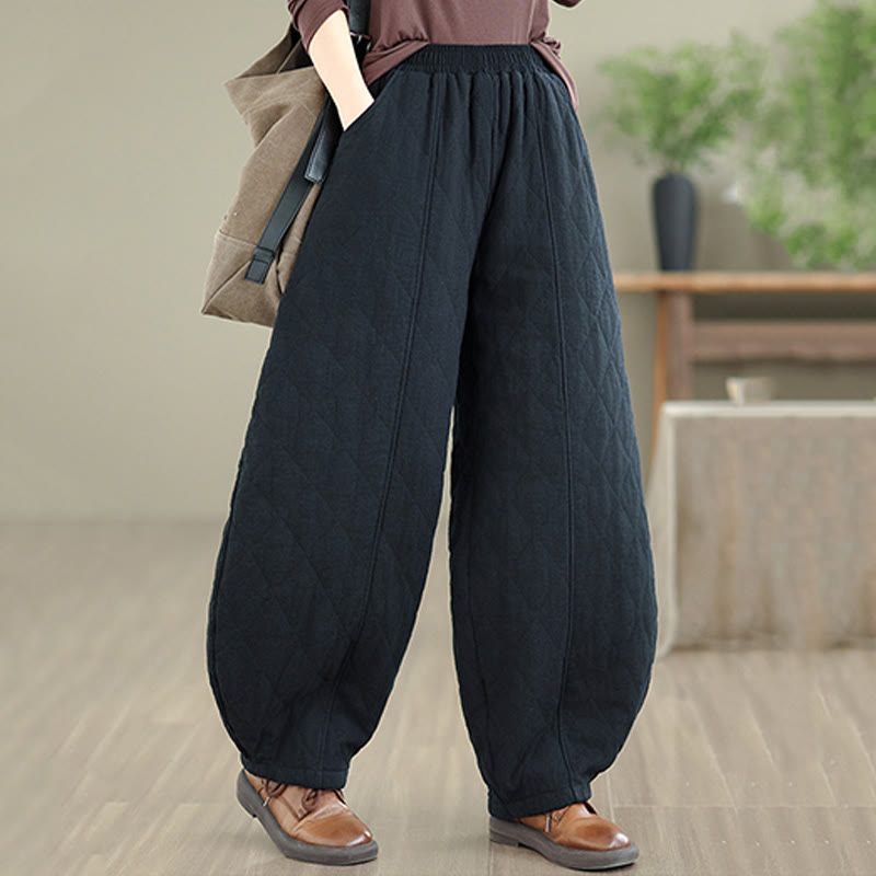 Buddha Stones Winter Diamond Pattern Cotton Women's Pants With Pockets - image 15