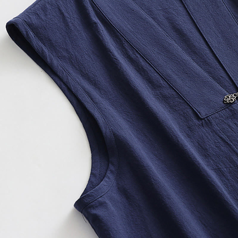 Buddha Stones 2Pcs Wudang Fall Solid Long Sleeve Men's Taoist Long Robe Sleeveless Vest Lace-up Kimono Ceremony Suit - image 19