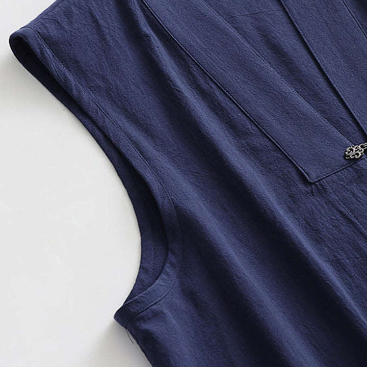 Buddha Stones 2Pcs Wudang Fall Solid Long Sleeve Men's Taoist Long Robe Sleeveless Vest Lace-up Kimono Ceremony Suit - image 19