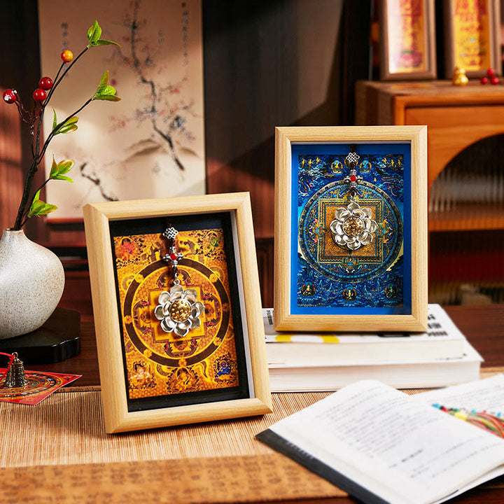 Buddha Stones Lotus Golden Ingot Thangka Photo Frame Ornament Home Decor - image 6