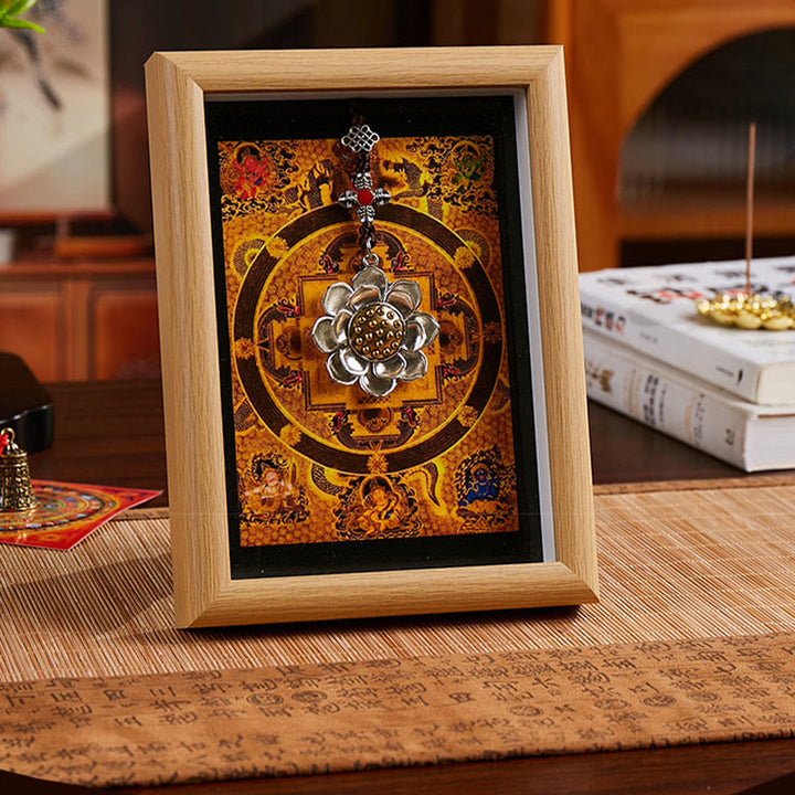 Buddha Stones Lotus Golden Ingot Thangka Photo Frame Ornament Home Decor - image 3
