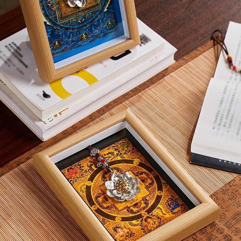 Buddha Stones Lotus Golden Ingot Thangka Photo Frame Ornament Home Decor - image 9