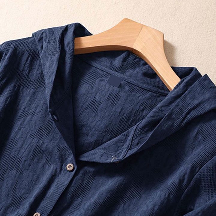 Buddha Stones Fall Jacquard Buttons Down Design Cotton Long Sleeve Women's Hoodie - image 2