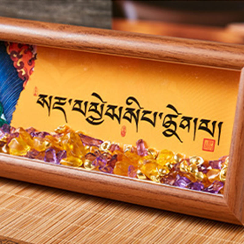 Buddha Stones Om Mani Padme Hum Buddha Golden Ingot Thangka Photo Frame Ornament Home Decor - image 2