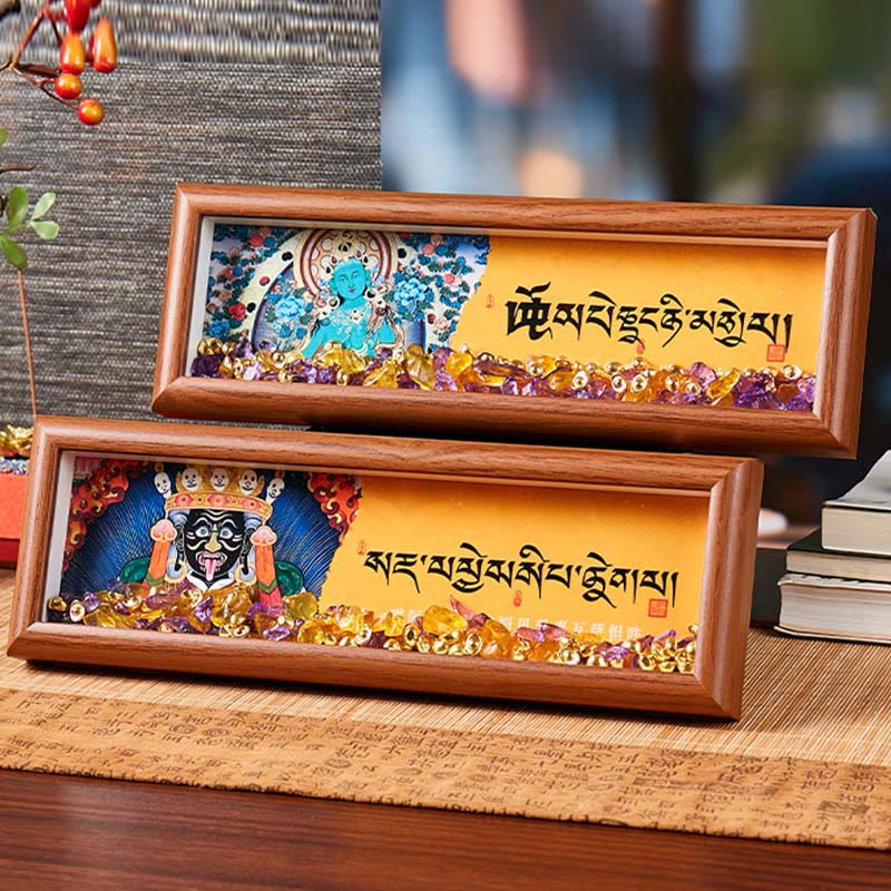 Buddha Stones Om Mani Padme Hum Buddha Golden Ingot Thangka Photo Frame Ornament Home Decor - image 10