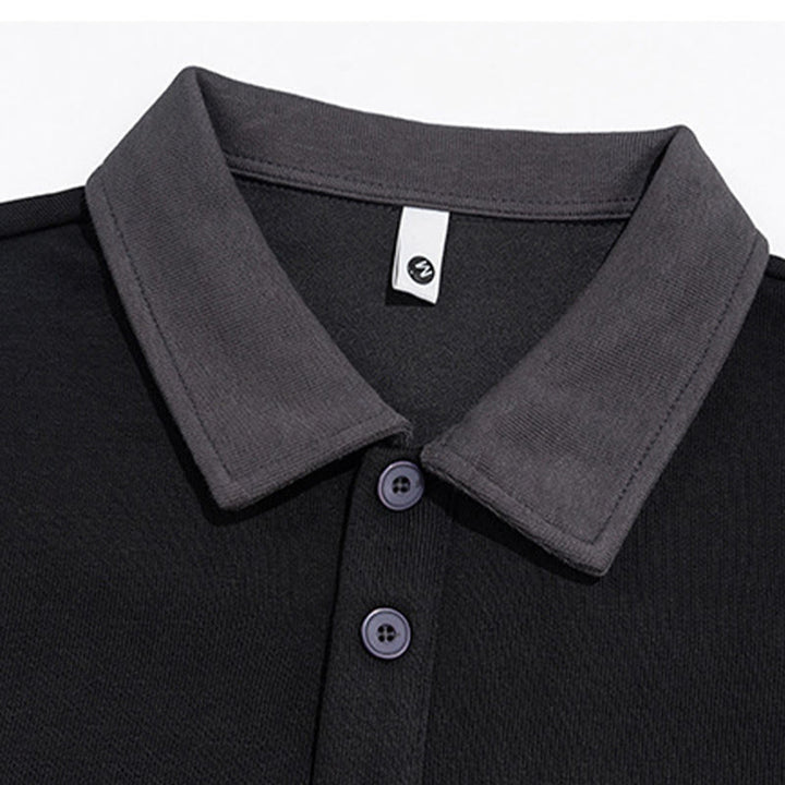 Buddha Stones Fall Polo Collar Button Men's Sweatshirt Cotton Pullover - image 7