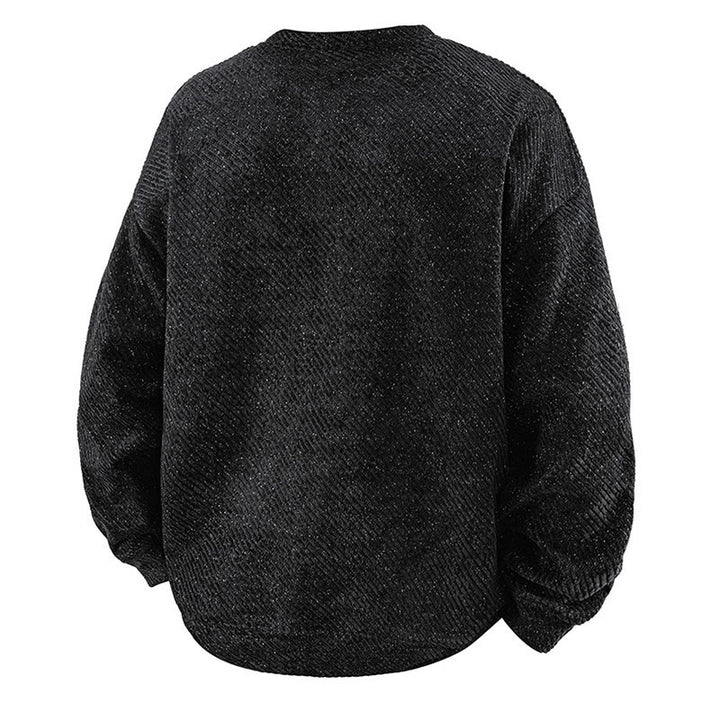 Buddha Stones Fall Crew Neck Stripes Button Men's Sweatshirt Pullover - image 4