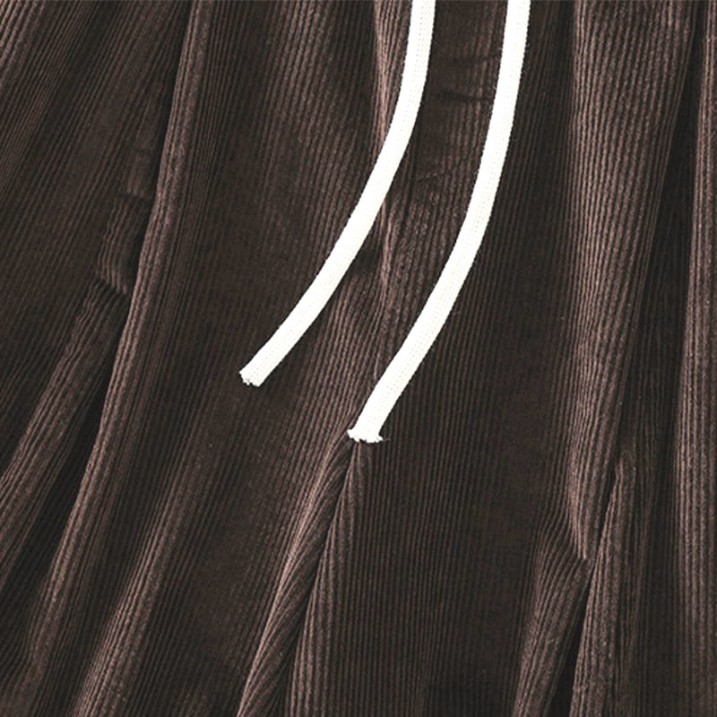 Buddha Stones Plain Elastic Waist Women's Cropped 7-8 Length Wide Leg Corduroy Pants - image 16