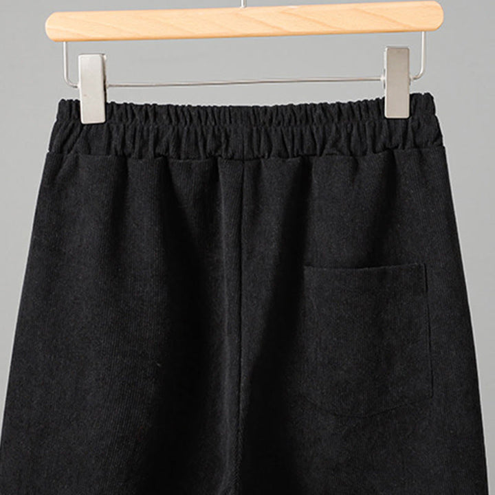 Buddha Stones Plain Elastic Waist Patchwork Plaid Women's Ankle-Length Wide Leg Corduroy Pants - image 12