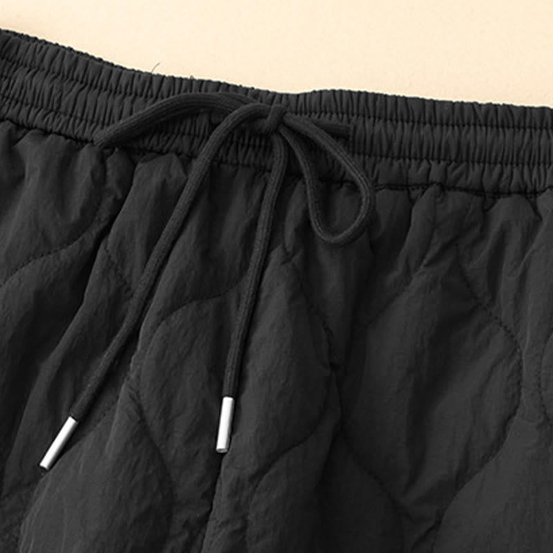 Buddha Stones Winter Curved Lines Elastic Waist Drawstring Cotton Thermal Women's Pants With Pockets - image 12