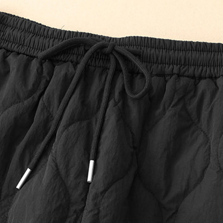 Buddha Stones Winter Curved Lines Elastic Waist Drawstring Cotton Thermal Women's Pants With Pockets - image 12