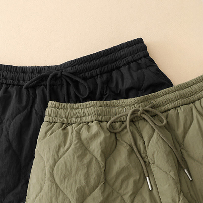 Buddha Stones Winter Curved Lines Elastic Waist Drawstring Cotton Thermal Women's Pants With Pockets - image 19