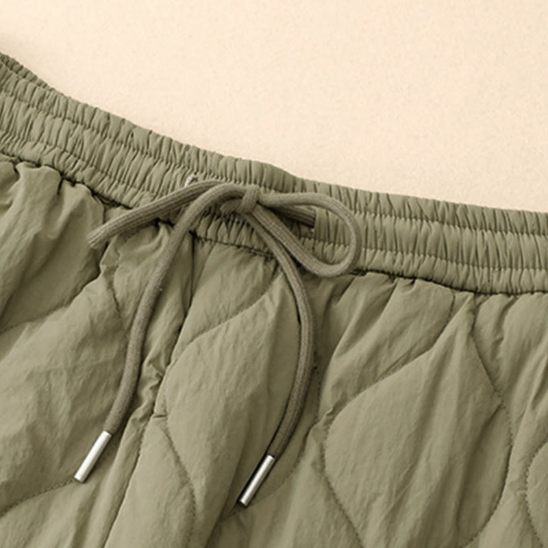 Buddha Stones Winter Curved Lines Elastic Waist Drawstring Cotton Thermal Women's Pants With Pockets - image 3