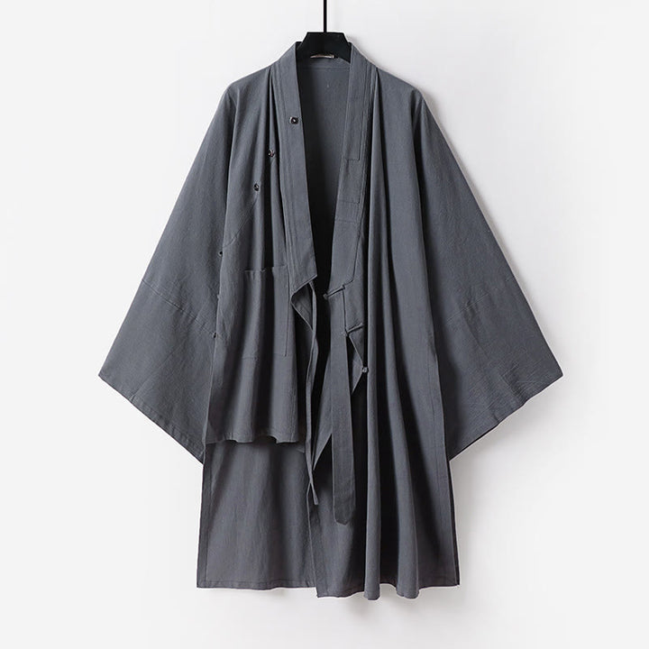 Buddha Stones Wudang Traditional Tai Chi Ceremony Three Quarter Sleeve Men's Taoist Long Robe - Black - US/UK/AU54，EU64 (9XL) - image 5