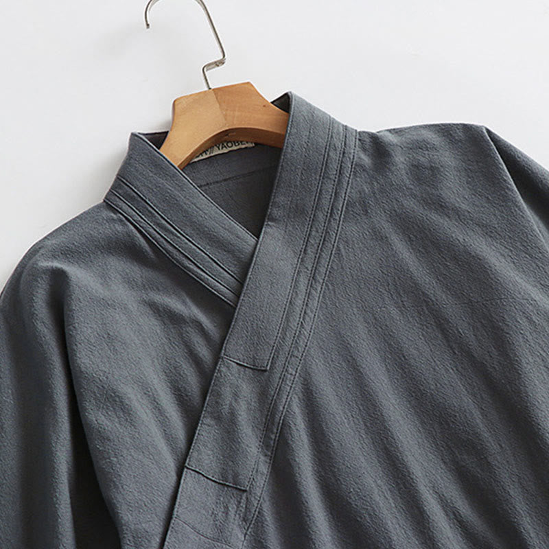 Buddha Stones Wudang Traditional Tai Chi Ceremony Three Quarter Sleeve Men's Taoist Long Robe - image 7