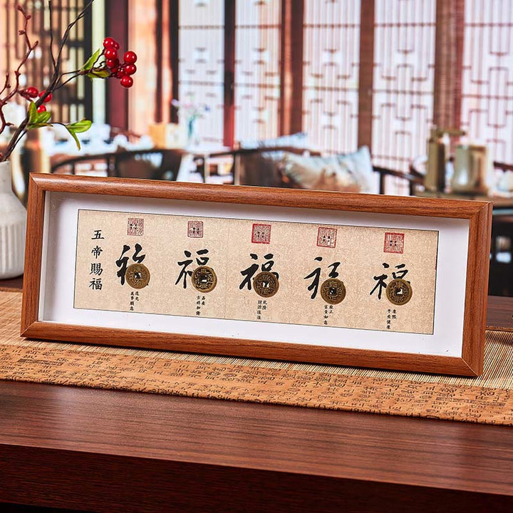 Buddha Stones Fu Character Five-Emperor Coins Lucky Fortune Photo Frame Ornament Home Decor - Style6 - Medium Density Fiberboard(13*40*4cm) - image 10