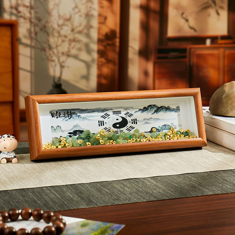 Buddha Stones Green Crystal Bagua Koi Fish Yin Yang Symbol Golden Ingot Photo Frame Ornament Home Decor - Style6 - Medium Density Fiberboard(9*30*4cm) - image 7