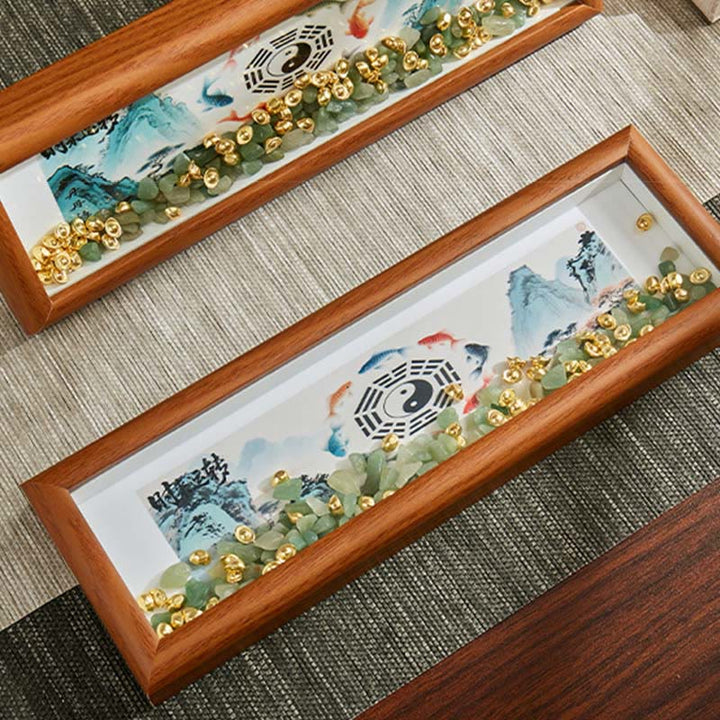 Buddha Stones Green Crystal Bagua Koi Fish Yin Yang Symbol Golden Ingot Photo Frame Ornament Home Decor - image 17