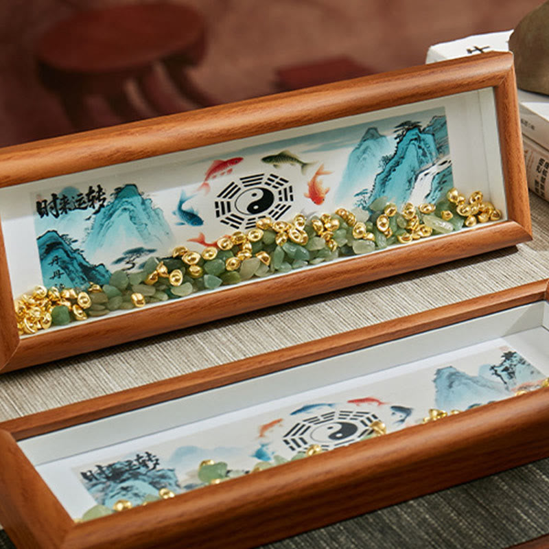 Buddha Stones Green Crystal Bagua Koi Fish Yin Yang Symbol Golden Ingot Photo Frame Ornament Home Decor - image 16