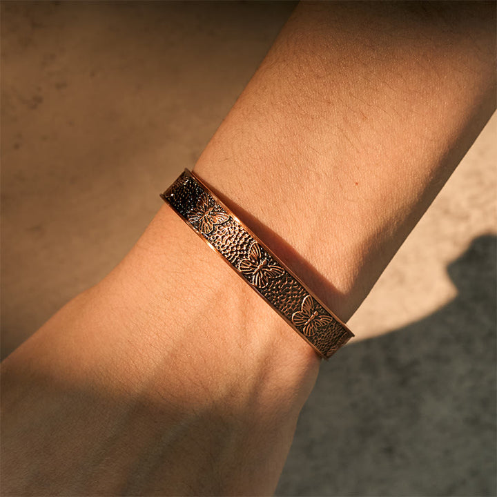 Buddha Stones Copper Open Butterfly Balance Self Care Adjustable Cuff Bracelet Bangle - image 4