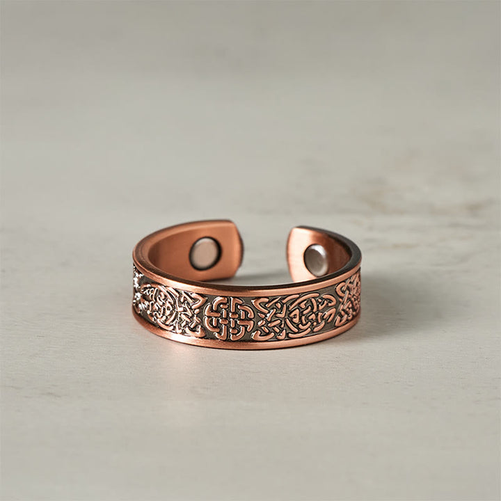 Buddha Stones Copper Abstract Line Pattern Open Luck Cuff Bracelet Bangle Ring - Copper Ring(Inner Diameter: 20mm) - image 8