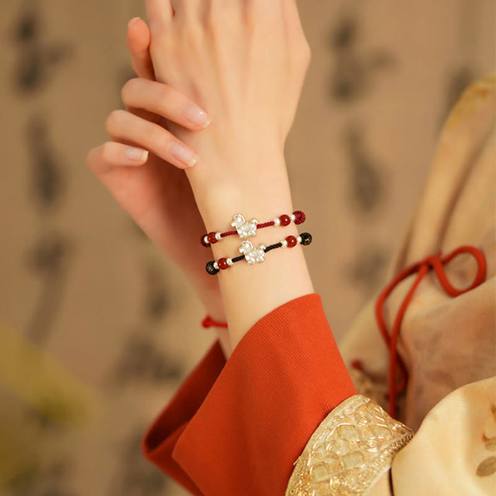 Buddha Stones 999 Sterling Silver Red Agate Year Of The Horse Prosperity String Bracelet - image 14