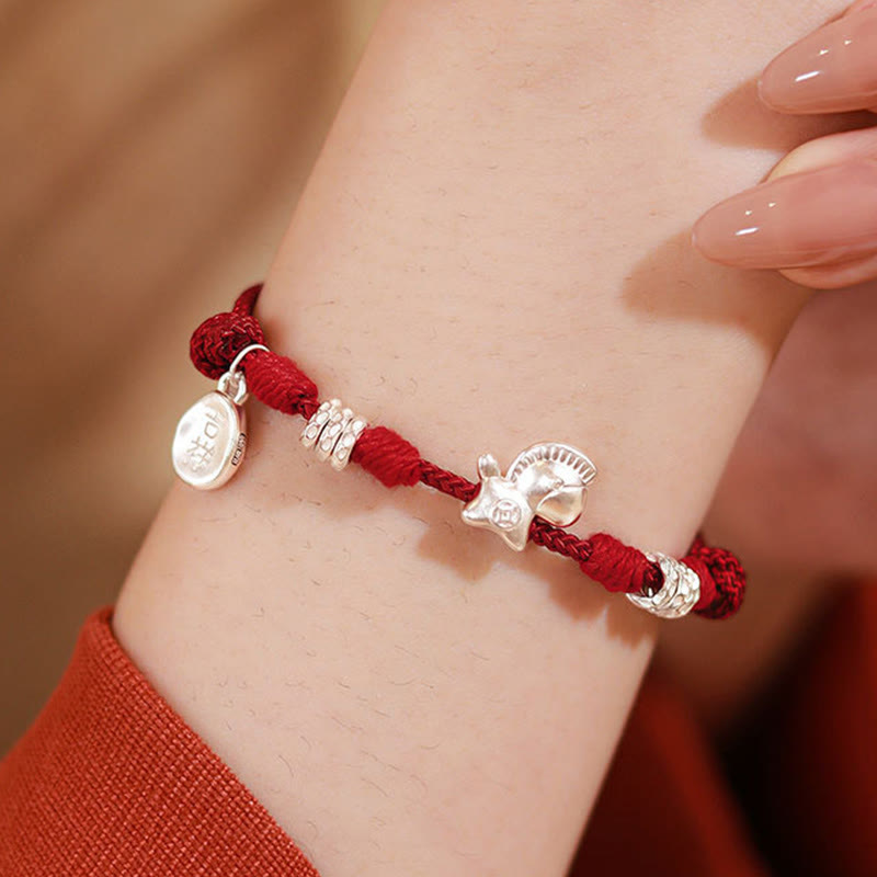 Buddha Stones 999 Sterling Silver Year Of The Horse Freedom String Bracelet - image 2